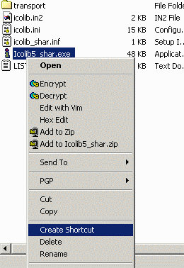 Create Shortcut Menu